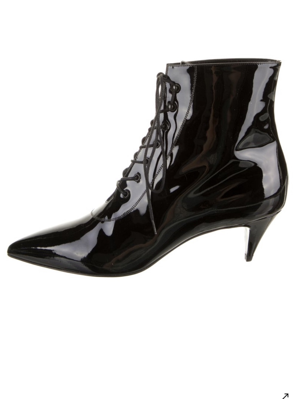 Saint Laurent Black Patent Leather Lace-Up Ankle Boots IT 41 US 11
